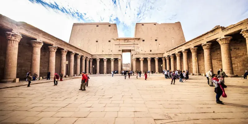 Edfu Temple hypostyle hall — the best-preserved ancient Egyptian temple interior in the world